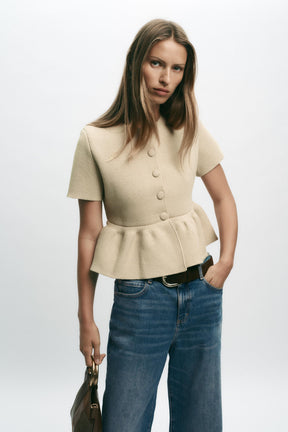 Peplum-Cardigan, Kurzarm