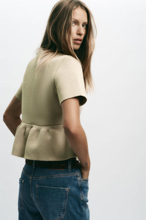 Peplum-Cardigan, Kurzarm