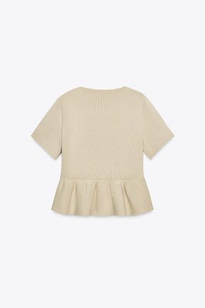 SHORT SLEEVE PEPLUM CARDIGAN - Image 5