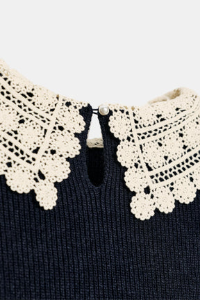 SHORT SLEEVE CROCHET KNIT JUMPER - Image 6