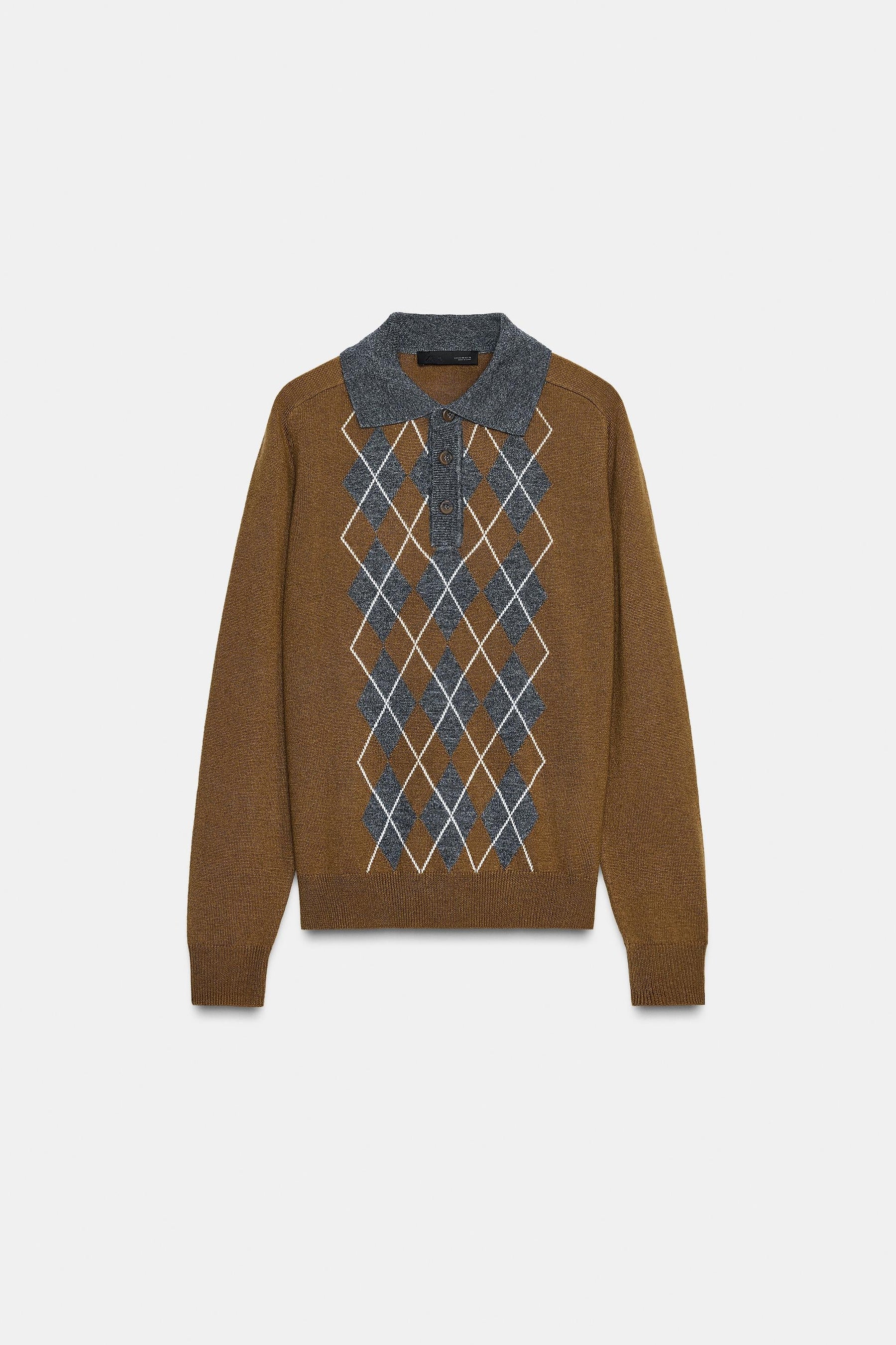 Argyle Knit Polo Shirt