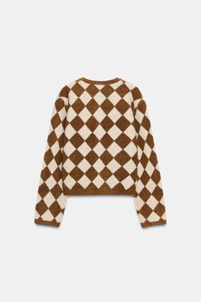 Argyle-Strickjacke