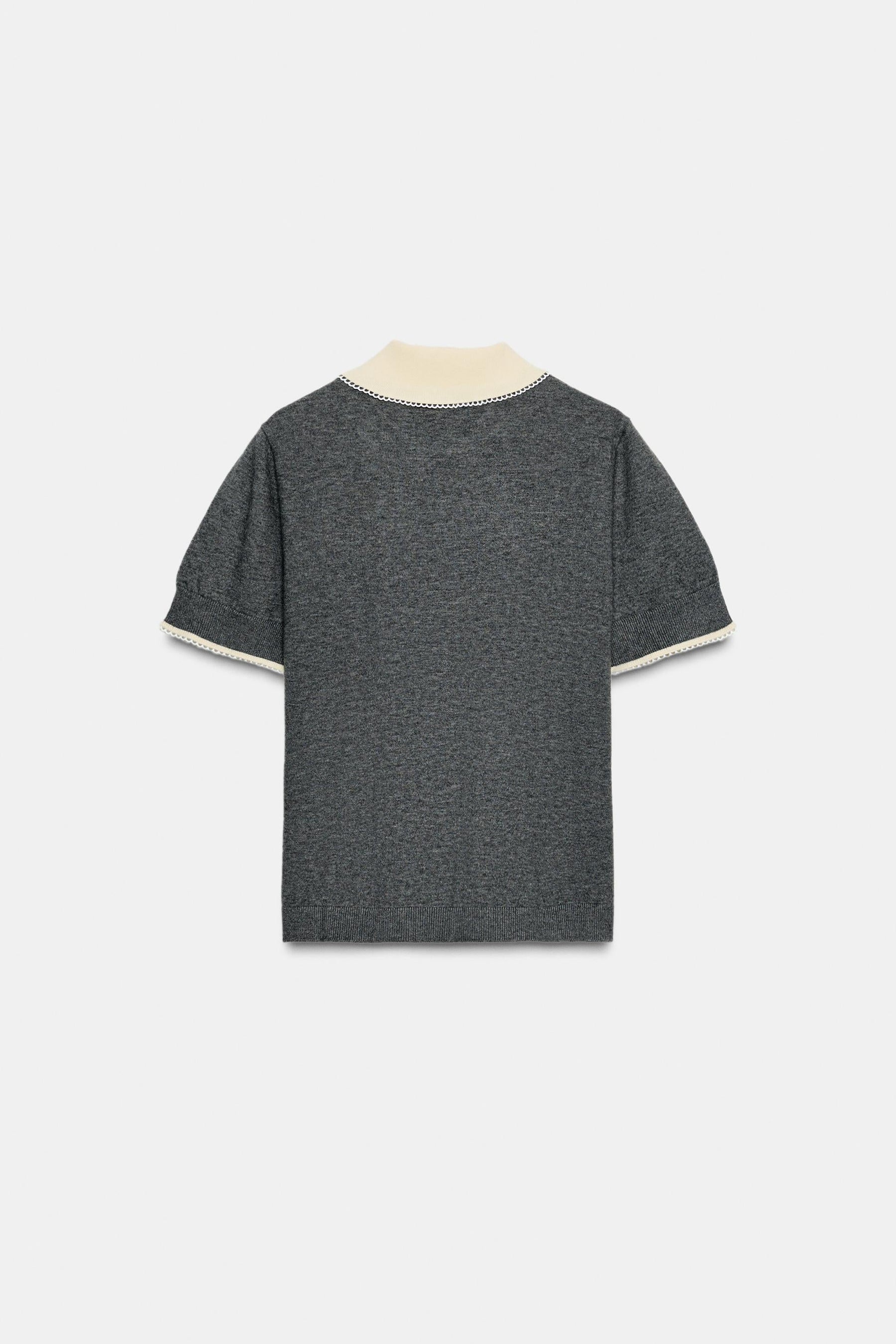 Lace-Trimmed Short Sleeve Shirt
