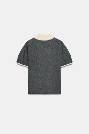 Lace-Trimmed Short Sleeve Shirt