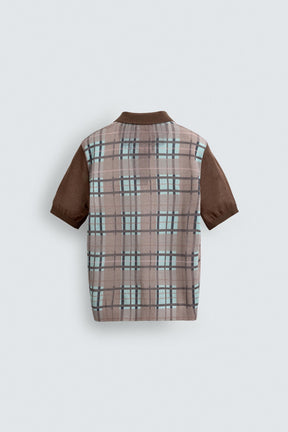 CHECK PRINT KNIT POLO SHIRT - Image 7