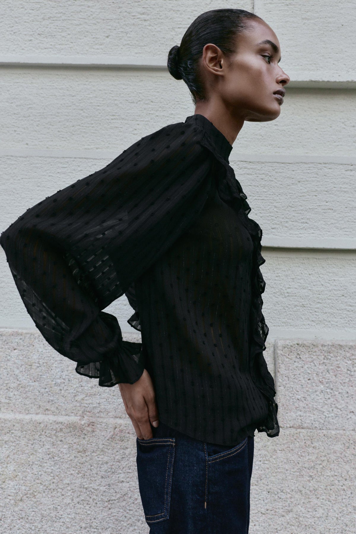 DOTTED MESH SHIRT