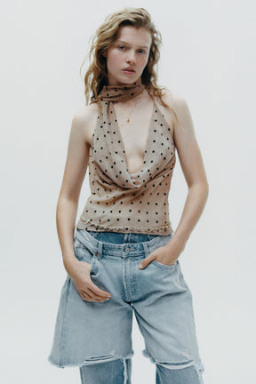 Polka Dot Halterneck Top