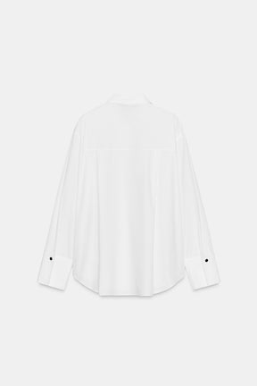 Beaded Placket Poplin Shirt