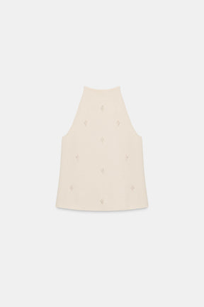 Perlenbesetztes Neckholder-Top