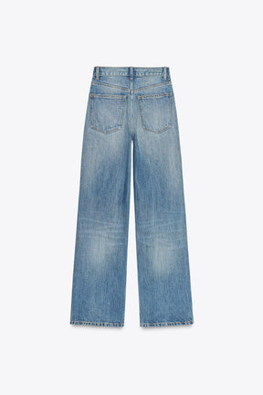 Wide-leg high-waist jeans