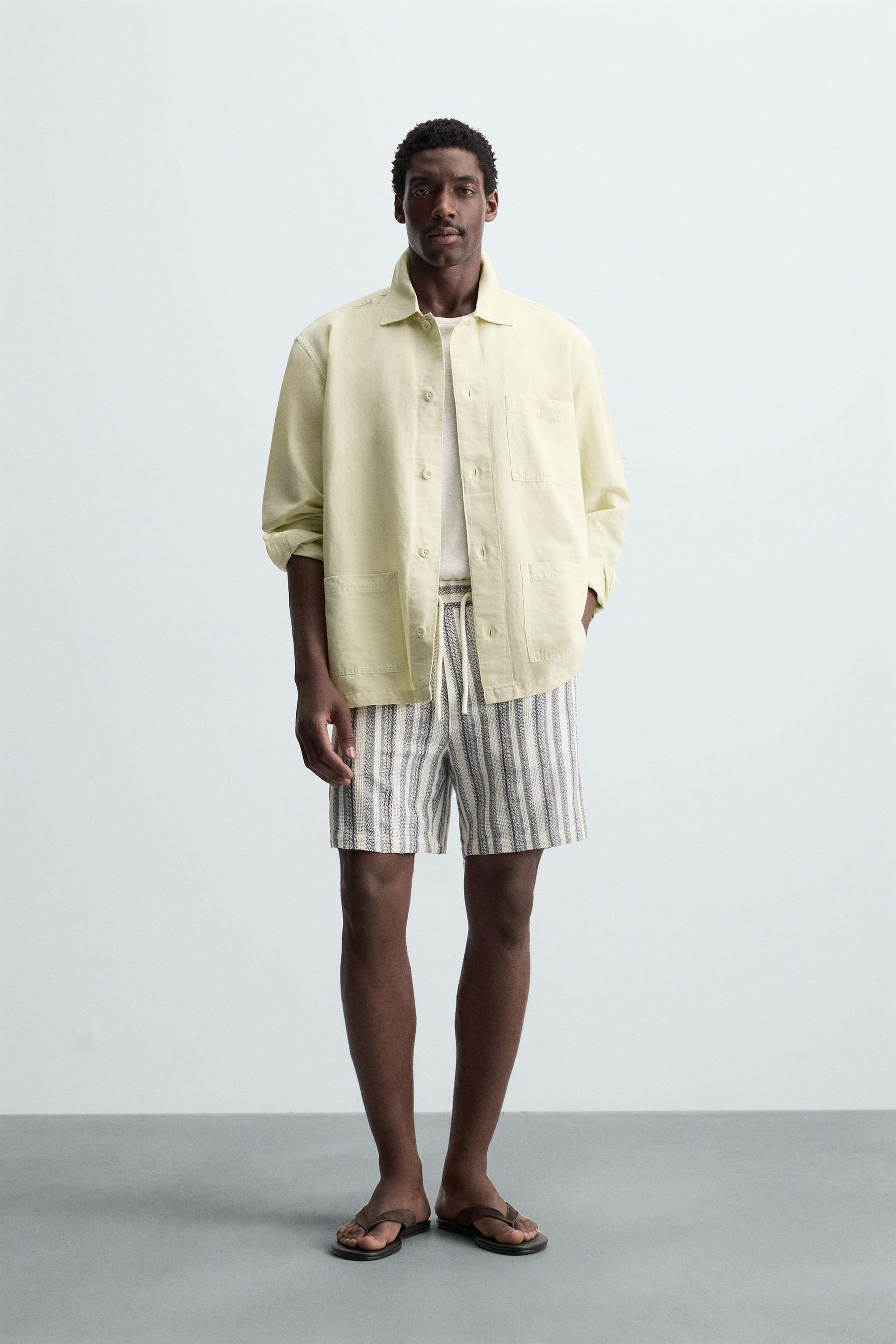 TEXTURED REGULAR FIT BERMUDA SHORTS - Image 1