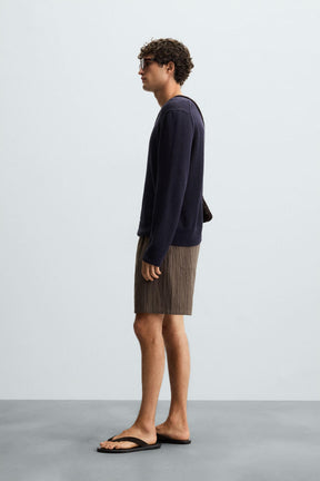 STRIPED REGULAR FIT BERMUDA SHORTS - Image 4