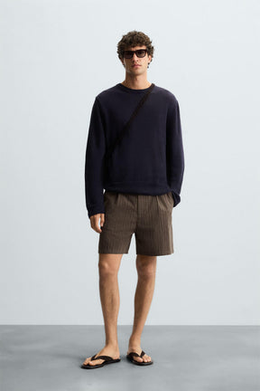 STRIPED REGULAR FIT BERMUDA SHORTS - Image 1