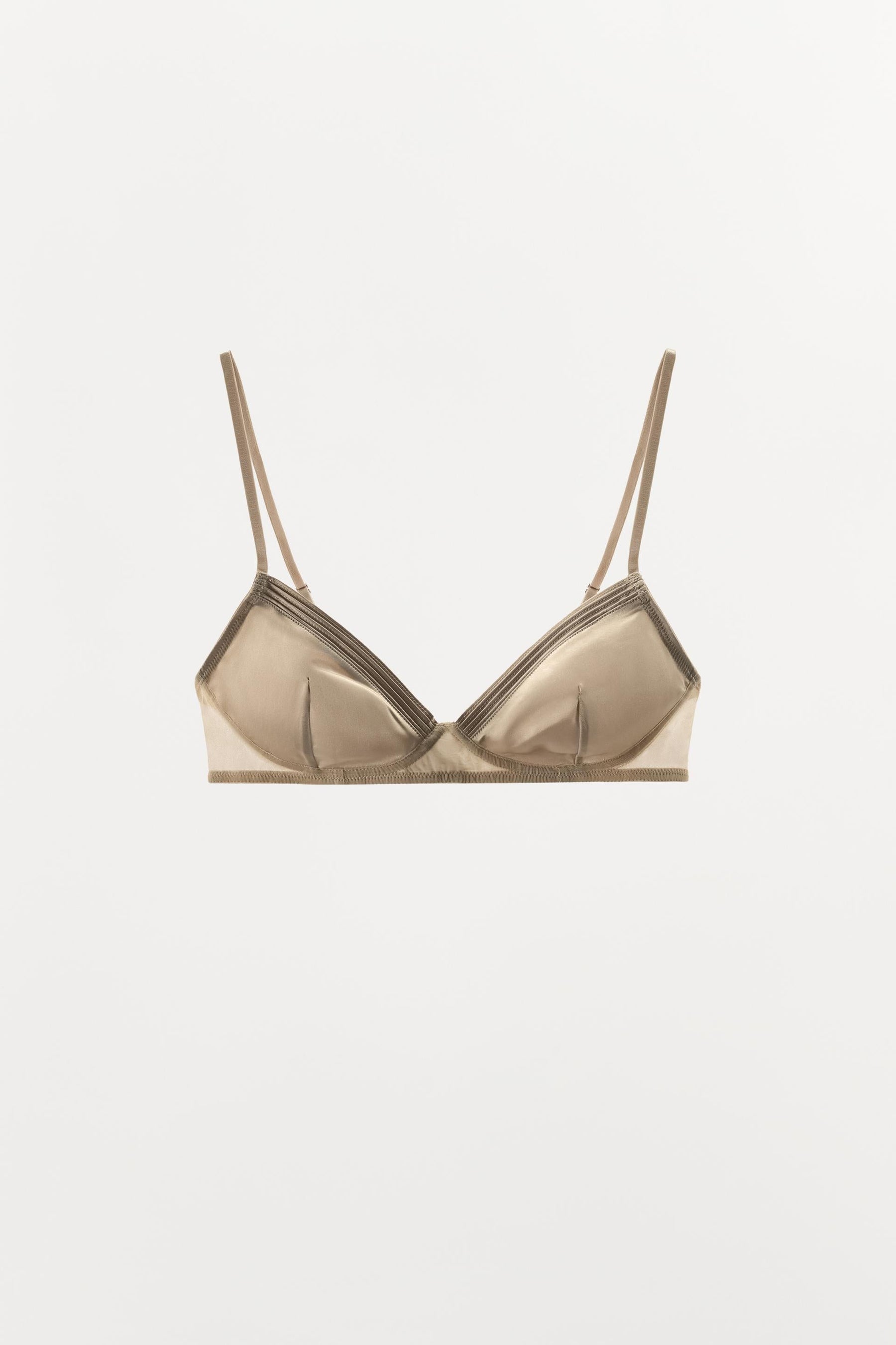 PLEATED SATIN BRALETTE