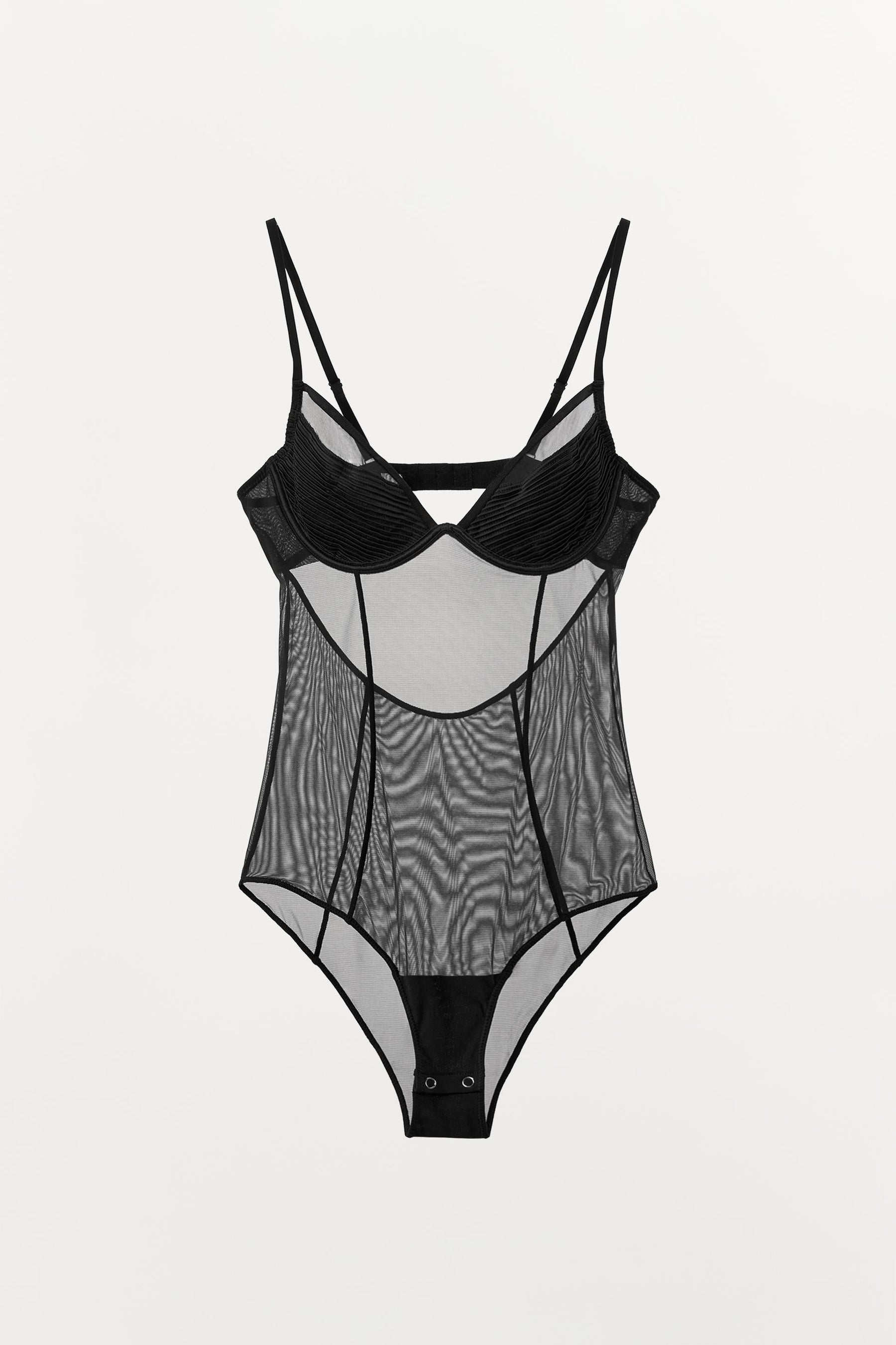 Plissierter, halbtransparenter Body