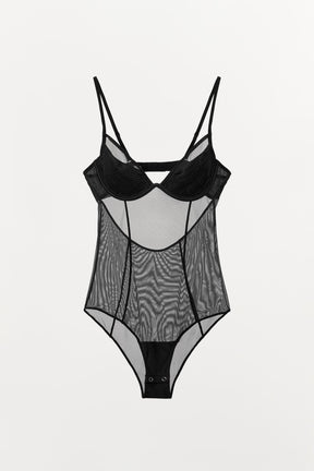 Plissierter, halbtransparenter Body