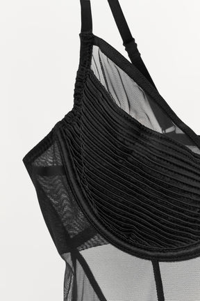 Plissierter, halbtransparenter Body