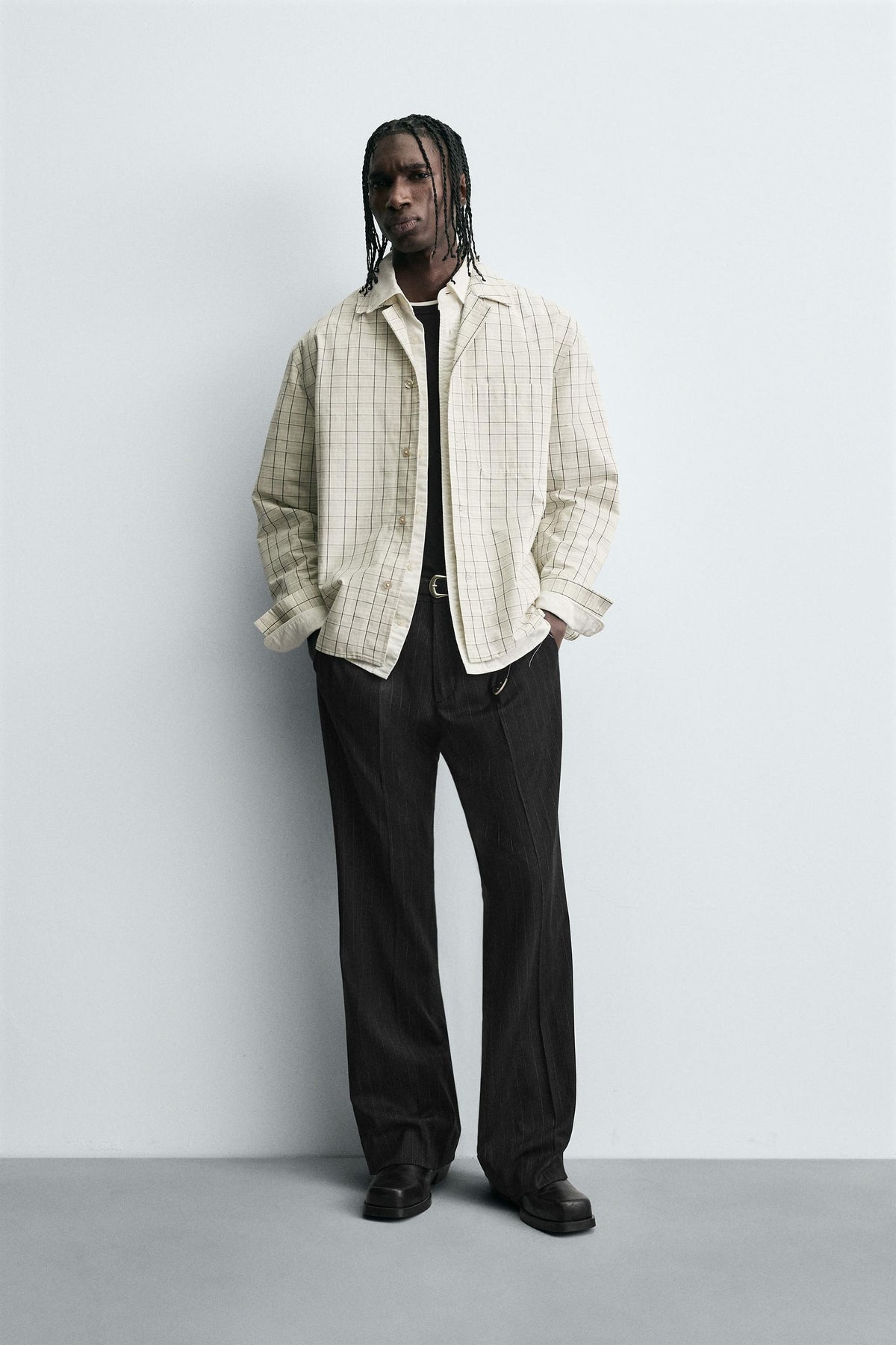 TEXTURED CHECK OVERSHIRT - Image 1