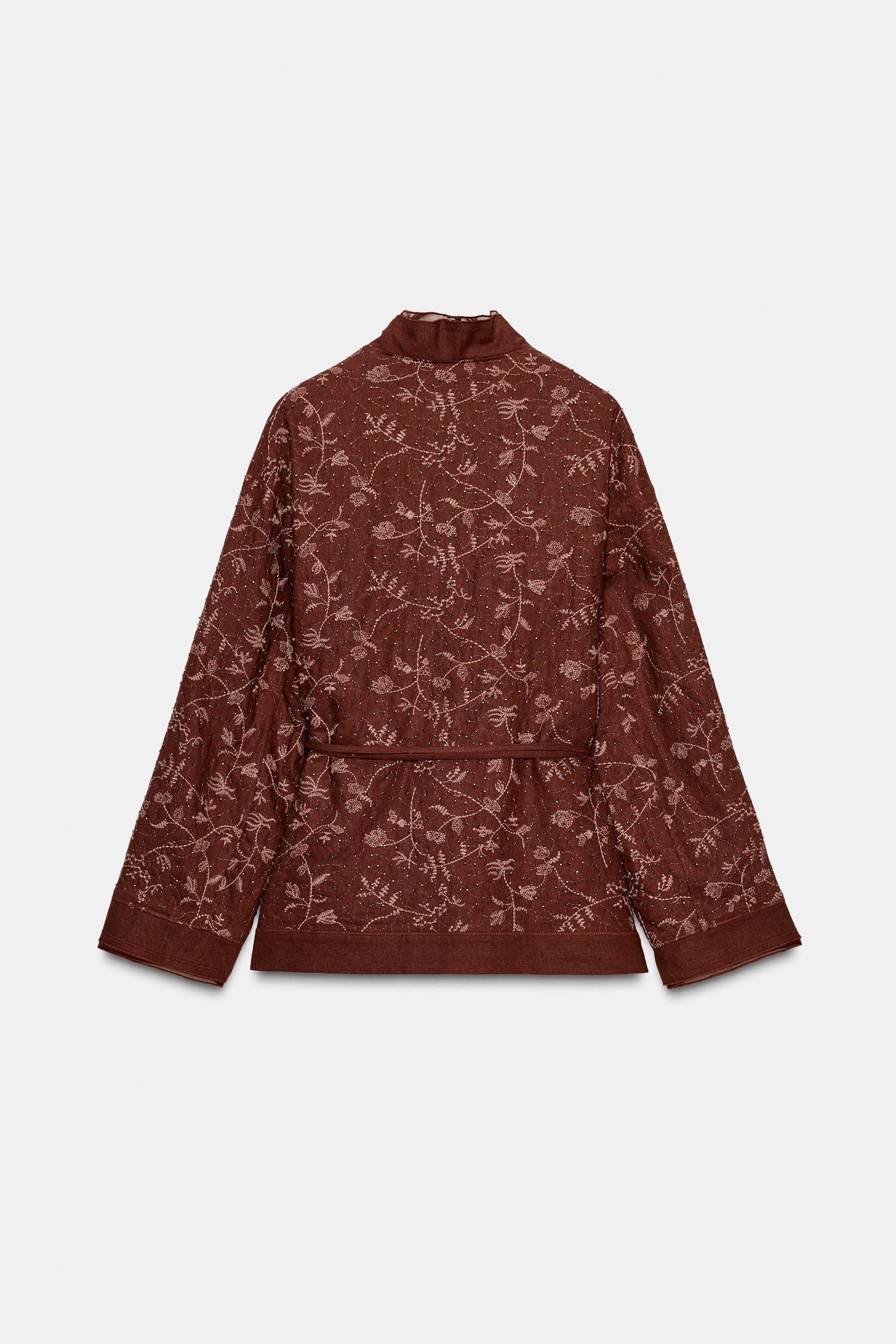 ZW COLLECTION EMBROIDERED LINEN BLEND KIMONO - Image 4