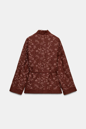 ZW COLLECTION EMBROIDERED LINEN BLEND KIMONO - Image 4