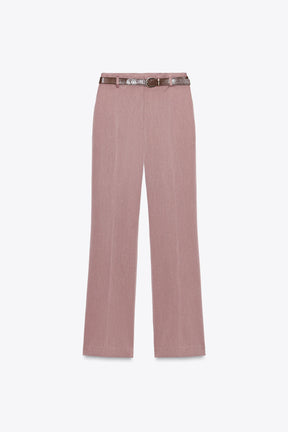 Straight-leg trousers with belt