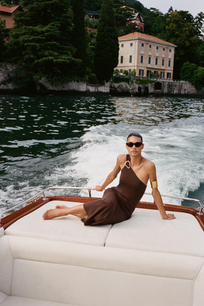 ASYMMETRIC KNIT MIDI DRESS WITH TRIM - Image 2