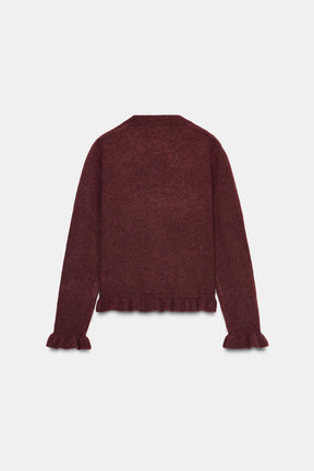 Rüschenstrickjacke