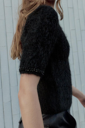 SHORT SLEEVE KNIT JUMPER WITH JEWEL BEADS - Image 2