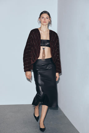 QUILTED VELVET KIMONO WITH BEADS - Image 1