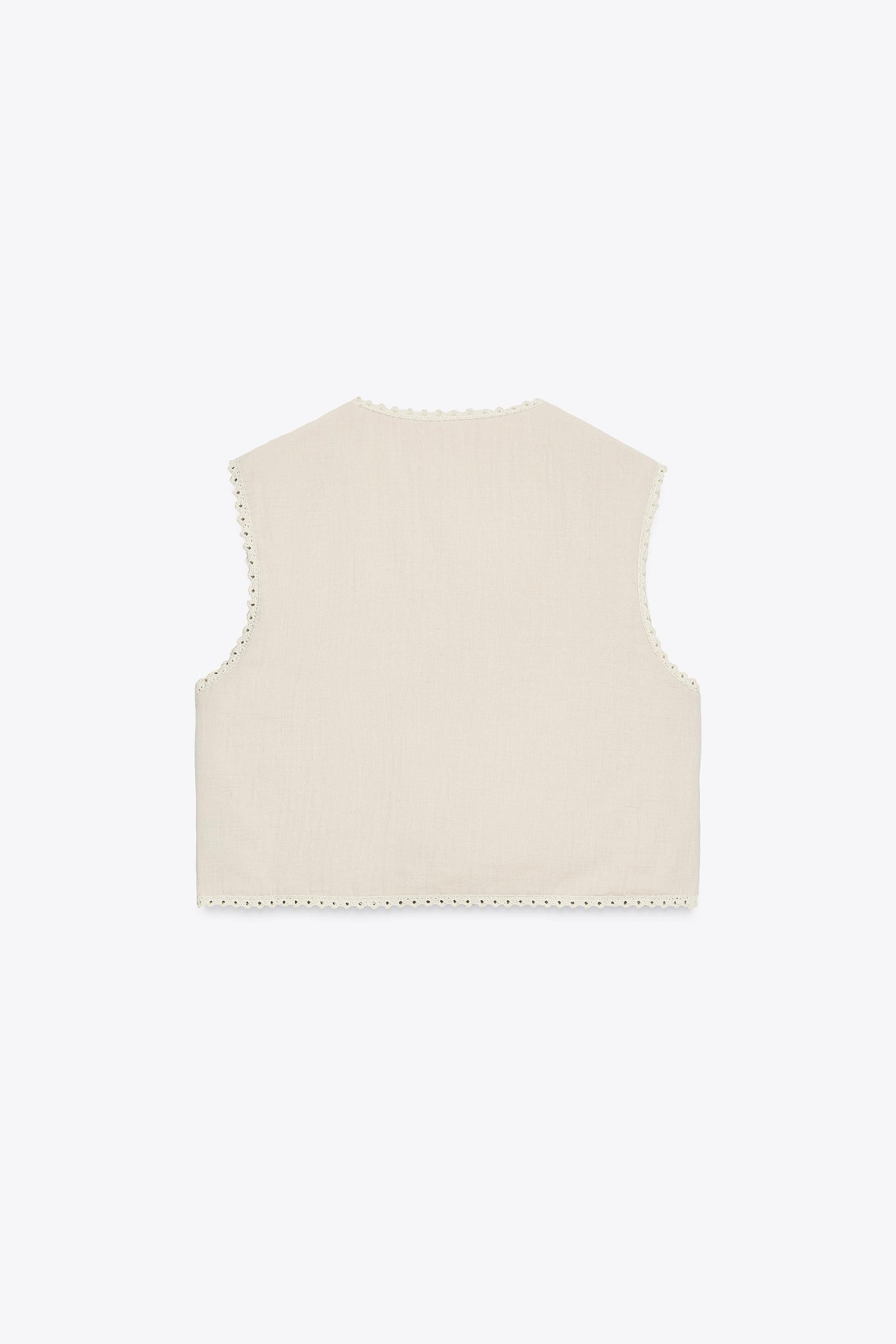 FLORAL EMBROIDERED COTTON WAISTCOAT - Image 2