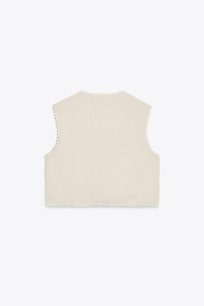 FLORAL EMBROIDERED COTTON WAISTCOAT - Image 2
