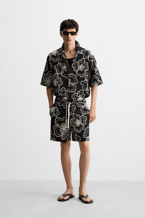 EMBOSSED EMBROIDERED BERMUDA SHORTS - Image 1