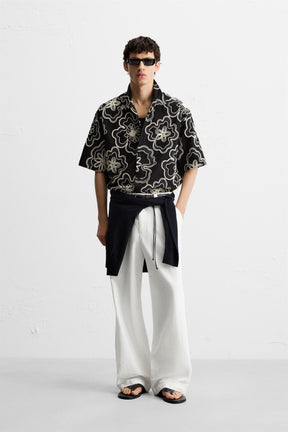 TEXTURED EMBROIDERY SHIRT - Image 1