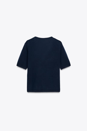 100% EXTRA FINE WOOL SHORT SLEEVE CARDIGAN - Image 7