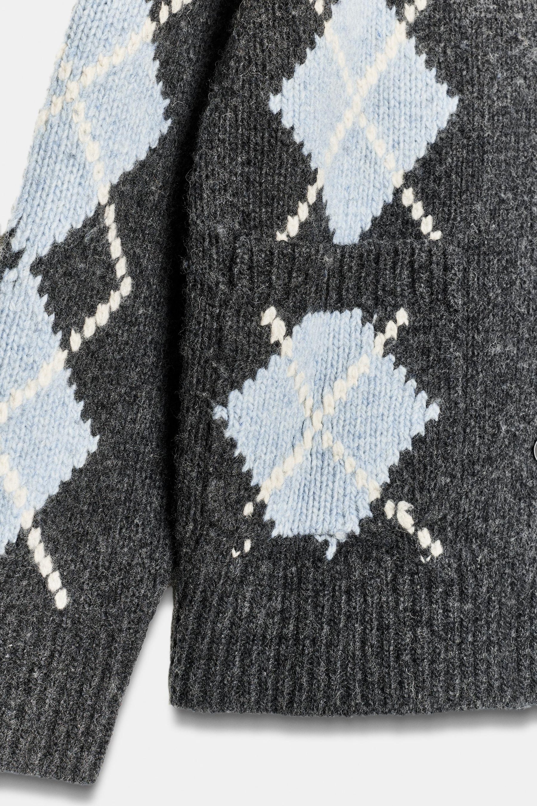 WOOL ARGYLE CARDIGAN