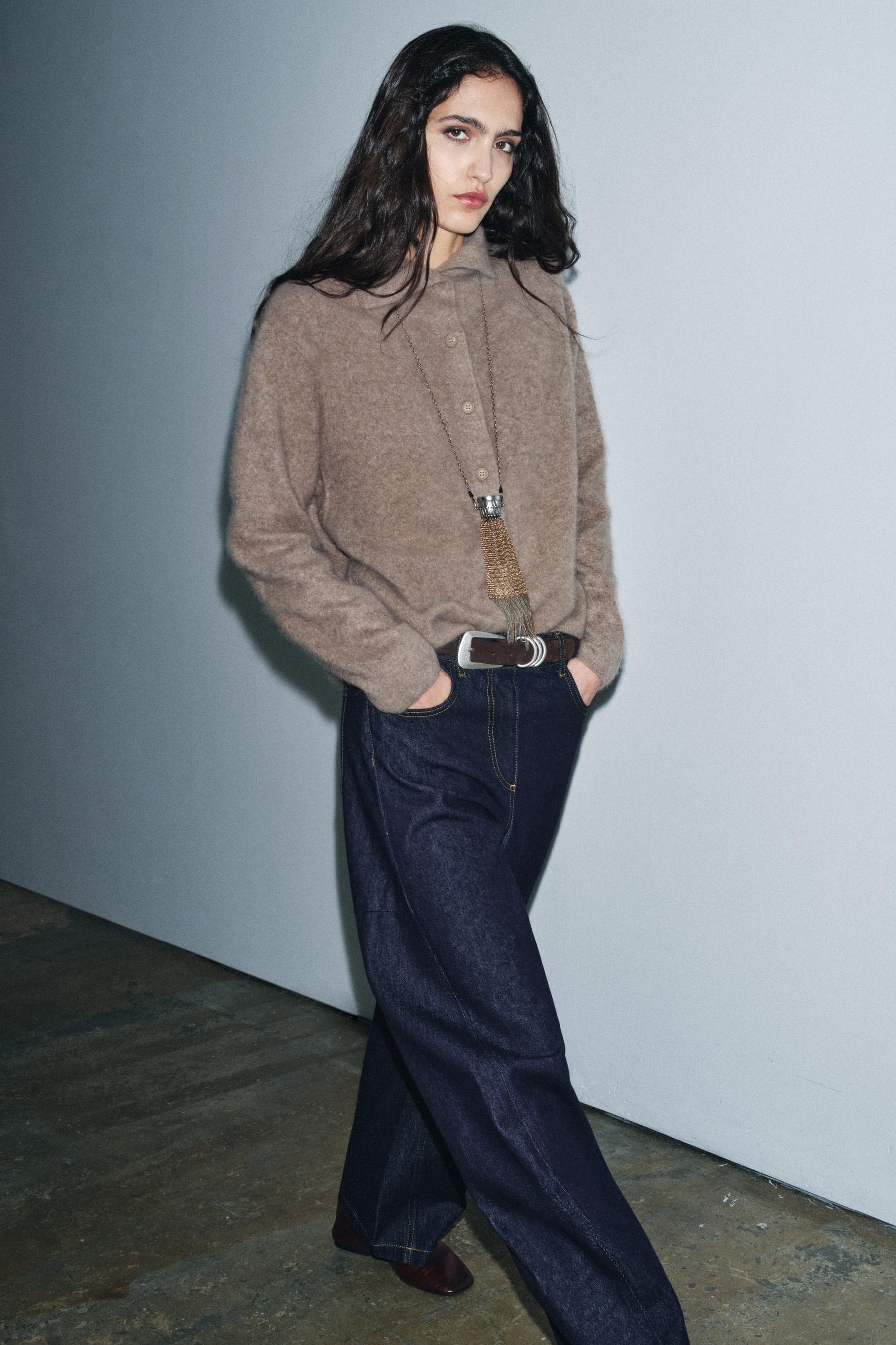 Wool High Neck Cardigan