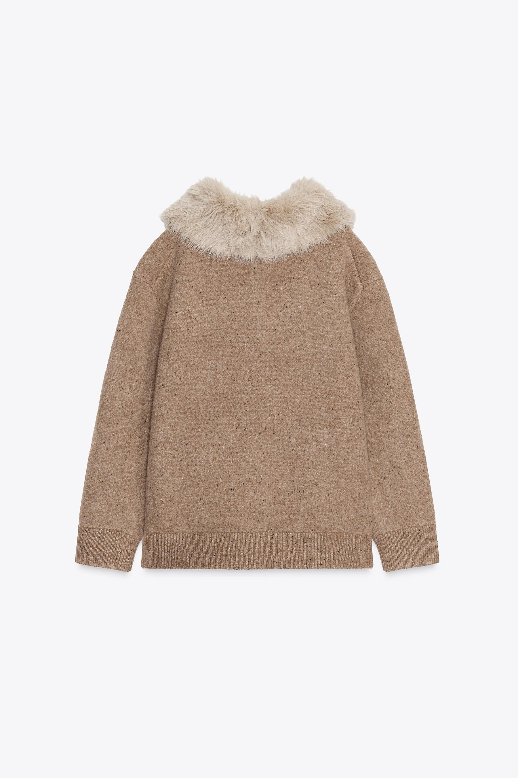 100% WOOL FAUX FUR LAPEL JACKET - Image 5