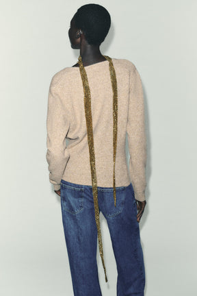 Knoten-Strickjacke