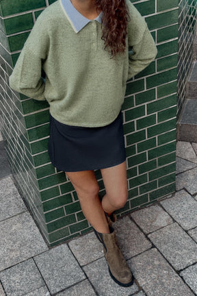 CONTRAST KNIT SHIRT