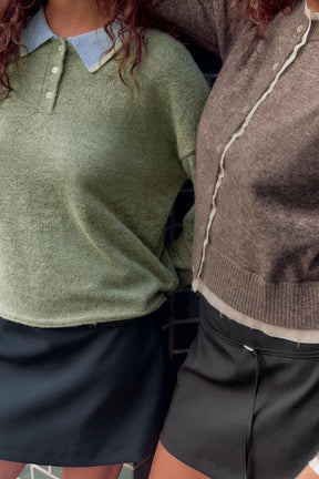 CONTRAST KNIT SHIRT