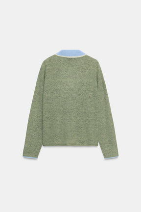 CONTRAST KNIT SHIRT