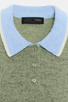 CONTRAST KNIT SHIRT