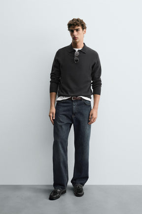 WOOL BLEND KNIT POLO SHIRT - Image 1