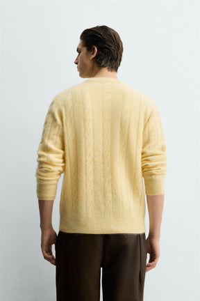 BRUSHED CABLE-KNIT TEXTURED JUMPER - Image 3