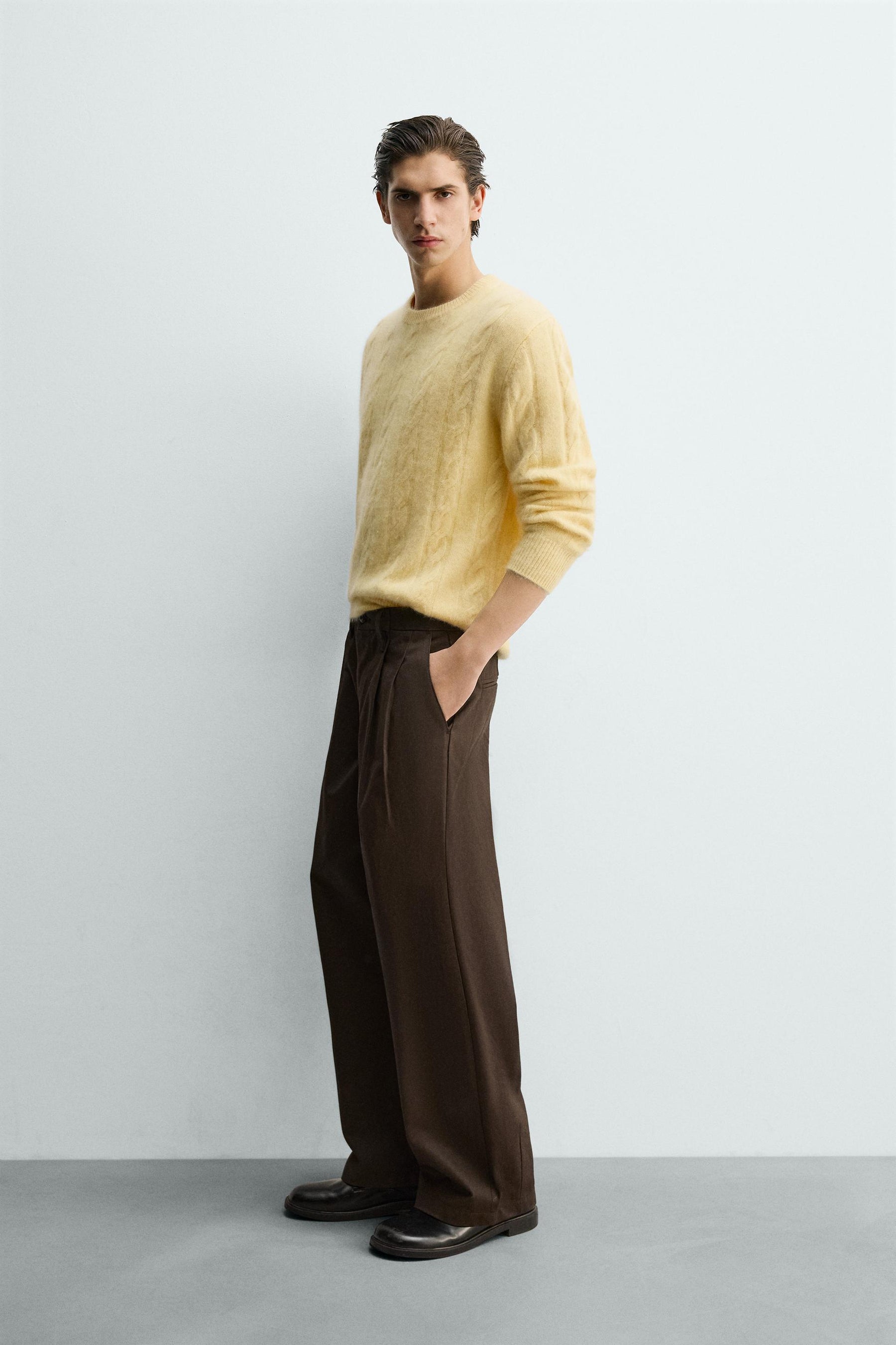 BRUSHED CABLE-KNIT TEXTURED JUMPER - Image 4