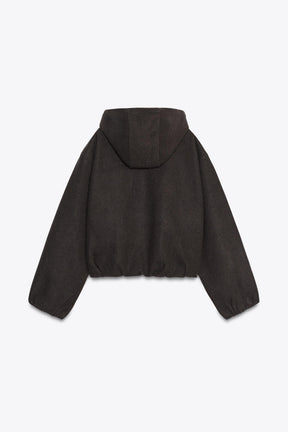 HOODED JACKET WITH ELASTIC HEM - Image 7
