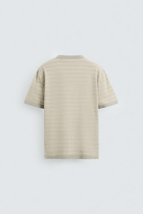 STRIPED COTTON - LINEN KNIT T-SHIRT - Image 6