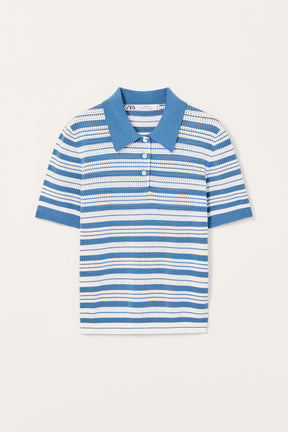 Gestreiftes Strickpolohemd
