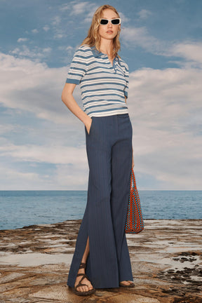 Striped Knit Polo Shirt