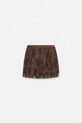 FRINGED SUEDE SKIRT
